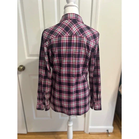 Eddie Bauer Medium Women's flannel‎ Plaid Shirt Button Down Long rodeo pink - Picture 3 of 8